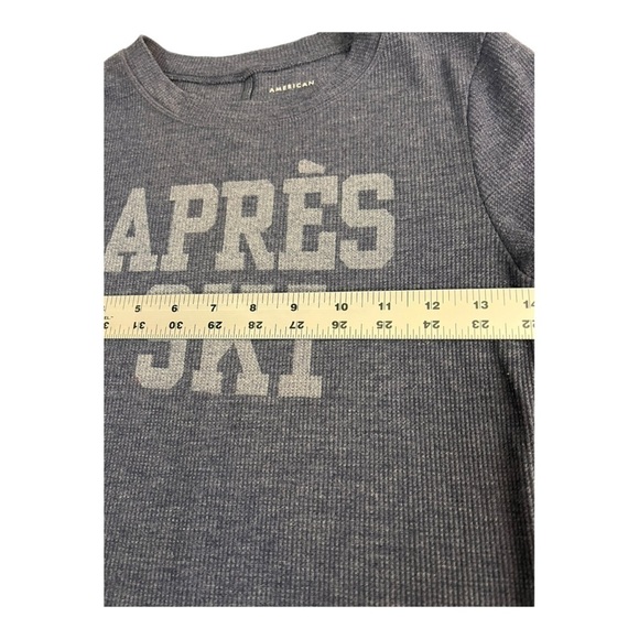 American Eagle Outfitters Fitted Thermal Navy Graphic Long Sleeve Size M - Picture 6 of 6